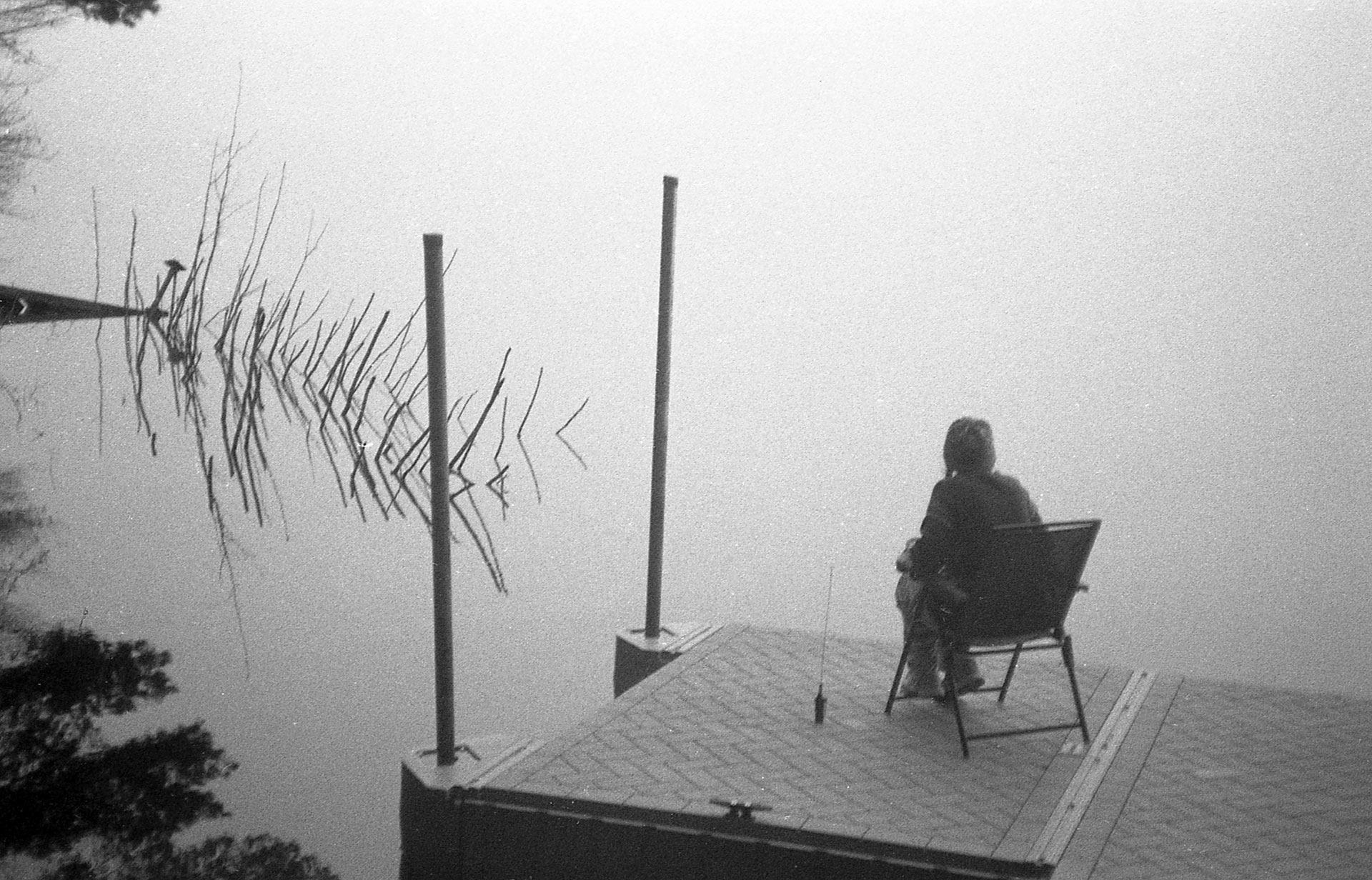 A dock with a radio on it