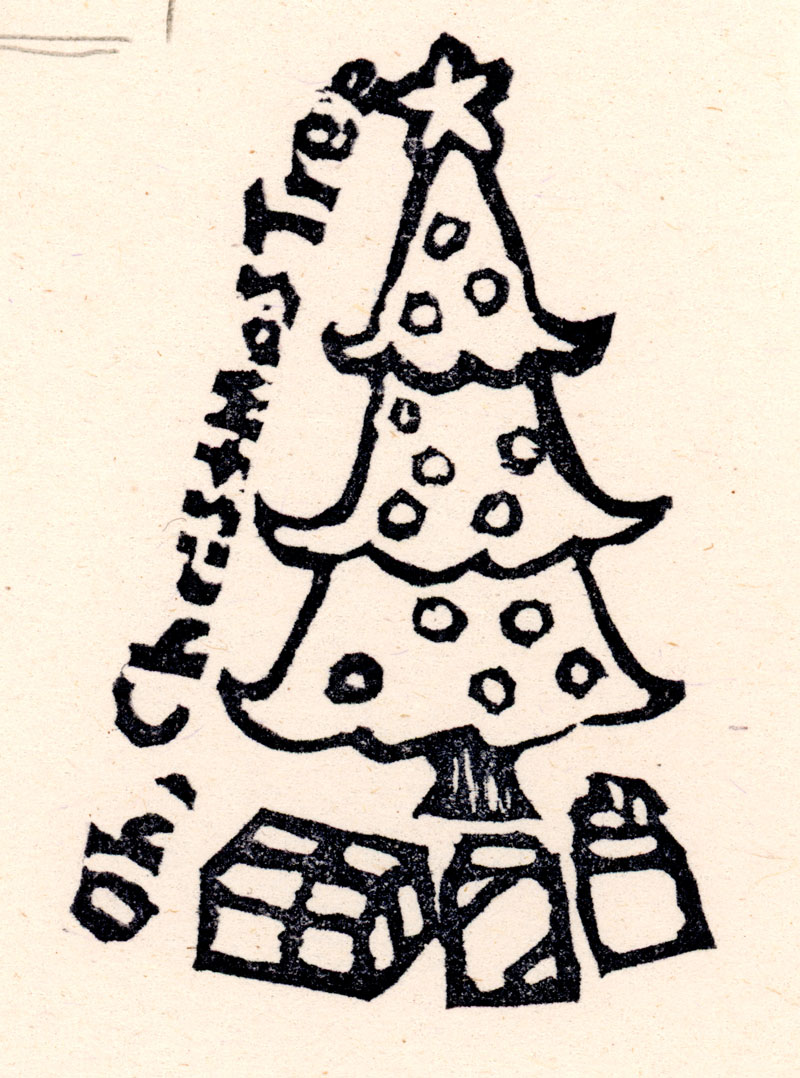 A stamp of a christmas tree